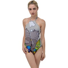 Kids Drawing Children Artwork Art Go With The Flow One Piece Swimsuit by Simbadda