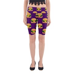 Burger Pattern Yoga Cropped Leggings by bloomingvinedesign