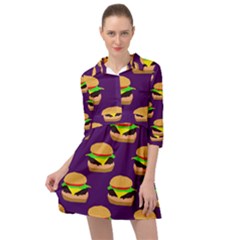 Burger Pattern Mini Skater Shirt Dress by bloomingvinedesign
