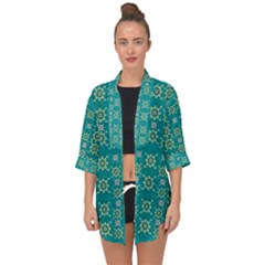 Rose Wreaths Decorative Floral Open Front Chiffon Kimono by pepitasart