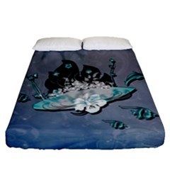 Sport, Surfboard With Flowers And Fish Fitted Sheet (queen Size) by FantasyWorld7