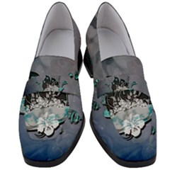 Sport, Surfboard With Flowers And Fish Women s Chunky Heel Loafers by FantasyWorld7