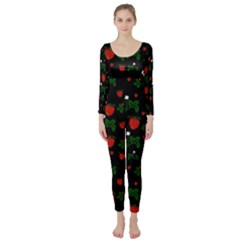 Strawberries Pattern Long Sleeve Catsuit by bloomingvinedesign