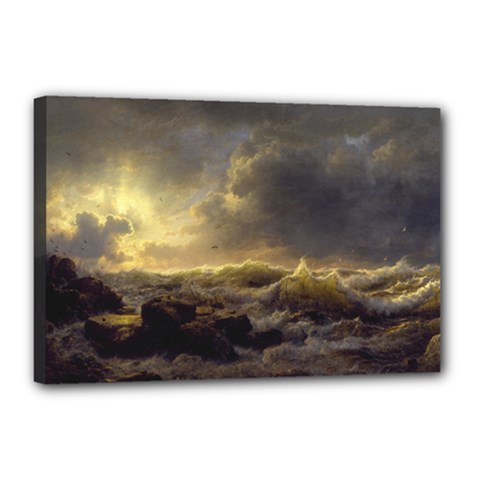 Andreas Achenbach Sea Ocean Water Canvas 18  X 12  (stretched) by Sudhe
