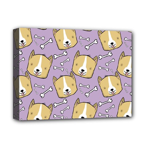 Corgi Pattern Deluxe Canvas 16  X 12  (stretched) 