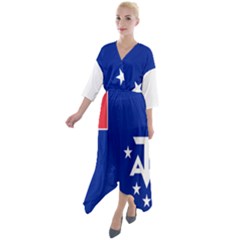 Flag Of The French Southern And Antarctic Lands, 1958 Short Sleeve Wrap Front Maxi Dress by abbeyz71