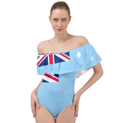 Proposed Flag Of The Australian Antarctic Territory Off Shoulder Velour Bodysuit  by abbeyz71