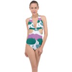 National Forest Scenic Byway Highway Marker Halter Front Plunge Swimsuit