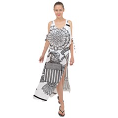 Black & White Great Seal Of The United States - Obverse  Maxi Chiffon Cover Up Dress by abbeyz71