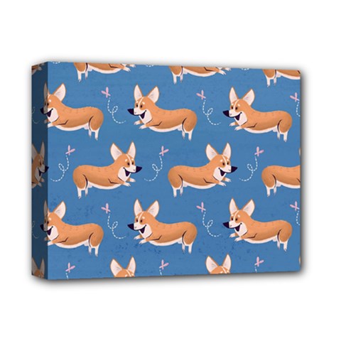 Corgi Patterns Deluxe Canvas 14  X 11  (stretched)