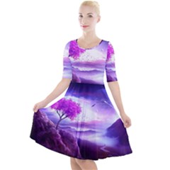 Fantasy World Quarter Sleeve A-line Dress by Sudhe
