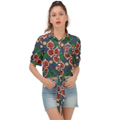 Figs And Monstera  Tie Front Shirt  by VeataAtticus