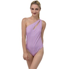 Pink Stripes Vertical To One Side Swimsuit by retrotoomoderndesigns