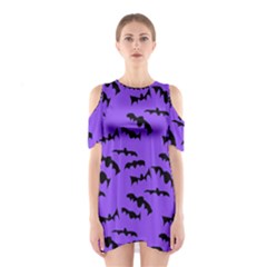 Bats Pattern Shoulder Cutout One Piece Dress by bloomingvinedesign