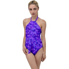 Shades Of Purple Triangles Go With The Flow One Piece Swimsuit by retrotoomoderndesigns