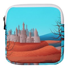 Castle Landscape Mountains Hills Mini Square Pouch by Simbadda