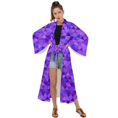 Shades Of Purple Triangles Maxi Kimono by retrotoomoderndesigns