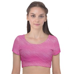 Hot Pink Breeze Velvet Short Sleeve Crop Top  by retrotoomoderndesigns