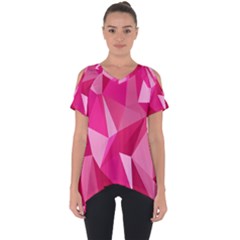 Abstract Pink Triangles Cut Out Side Drop Tee by retrotoomoderndesigns