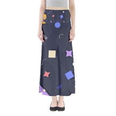 Memphis Pattern With Geometric Shapes Full Length Maxi Skirt by Vaneshart