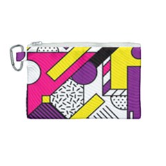 Memphis Colorful Background With Stroke Canvas Cosmetic Bag (medium) by Vaneshart