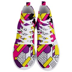 Memphis Colorful Background With Stroke Men s Lightweight High Top Sneakers by Vaneshart