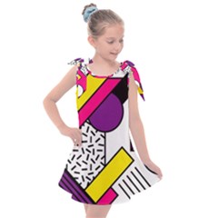 Memphis Colorful Background With Stroke Kids  Tie Up Tunic Dress by Vaneshart