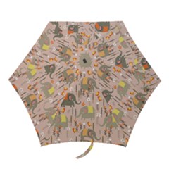 Cute Elephant Wild Flower Field Seamless Pattern Mini Folding Umbrellas by Vaneshart