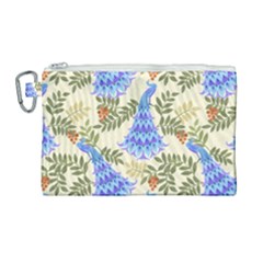 Peacock Vector Design Seamless Pattern Fabri Textile Canvas Cosmetic Bag (large) by Vaneshart