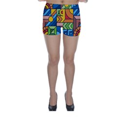 Colorful Geometric Mosaic Background Skinny Shorts by Vaneshart