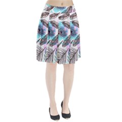 Hand Drawn Feathers Seamless Pattern Pleated Skirt by Vaneshart