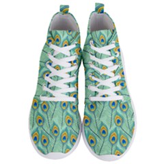 Lovely Peacock Feather Pattern With Flat Design Men s Lightweight High Top Sneakers by Vaneshart