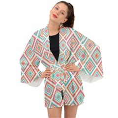 Ethnic Seamless Pattern Tribal Line Print African Mexican Indian Style Long Sleeve Kimono by Vaneshart