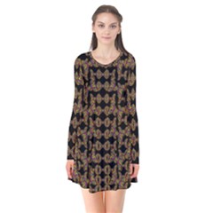 Butterflies In The Sky Giving Freedom Long Sleeve V-neck Flare Dress by pepitasart