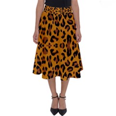 Orange Leopard Perfect Length Midi Skirt by retrotoomoderndesigns