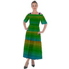 Dark Rainbow Stripes Shoulder Straps Boho Maxi Dress  by retrotoomoderndesigns