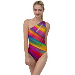Rainbow Dreams To One Side Swimsuit by retrotoomoderndesigns