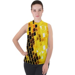 Golden Disco Ball Mock Neck Chiffon Sleeveless Top by essentialimage