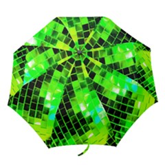Green Disco Ball Folding Umbrellas by essentialimage