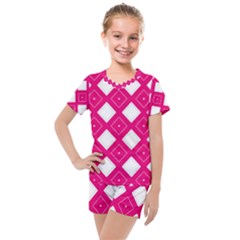 Backgrounds Pink Kids  Mesh Tee And Shorts Set
