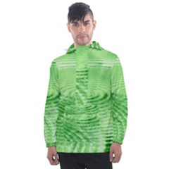 Wave Concentric Circle Green Men s Front Pocket Pullover Windbreaker