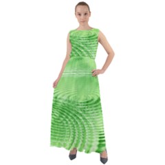 Wave Concentric Circle Green Chiffon Mesh Boho Maxi Dress