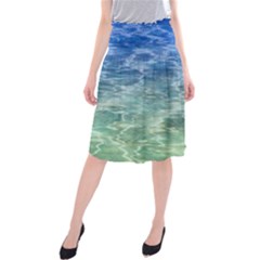 Water Blue Transparent Crystal Midi Beach Skirt