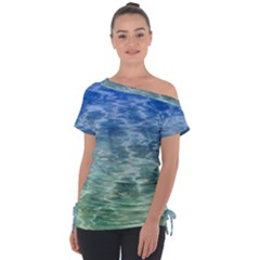 Water Blue Transparent Crystal Tie-up Tee