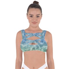 Water Blue Transparent Crystal Bandaged Up Bikini Top