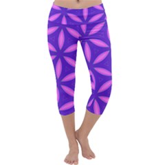 Pattern Texture Backgrounds Purple Capri Yoga Leggings by HermanTelo