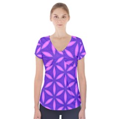 Pattern Texture Backgrounds Purple Short Sleeve Front Detail Top by HermanTelo