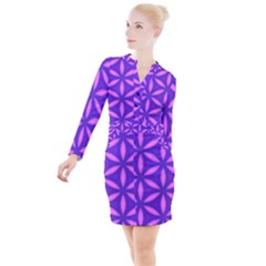 Pattern Texture Backgrounds Purple Button Long Sleeve Dress