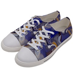 Cobalt Blue Silver Orange Wavy Lines Abstract Women s Low Top Canvas Sneakers by CrypticFragmentsDesign