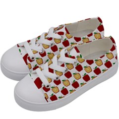 Apple Polkadots Kids  Low Top Canvas Sneakers by bloomingvinedesign